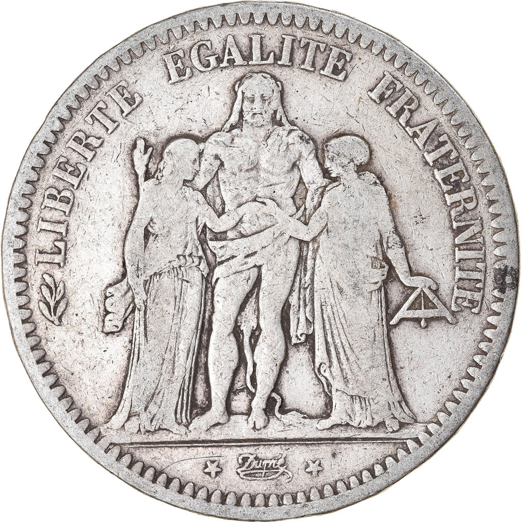 Moneta, Francia, Hercule, 5 Francs, 1849, Paris, MB, Argento, KM:756.1