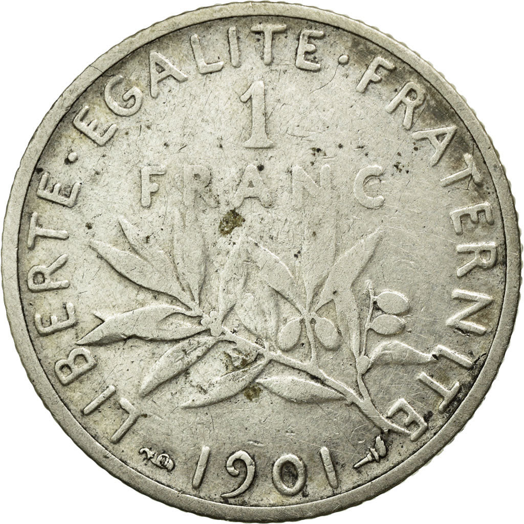 Coin, France, Semeuse, Franc, 1901, Paris, VF(30-35), Silver, KM:844.1