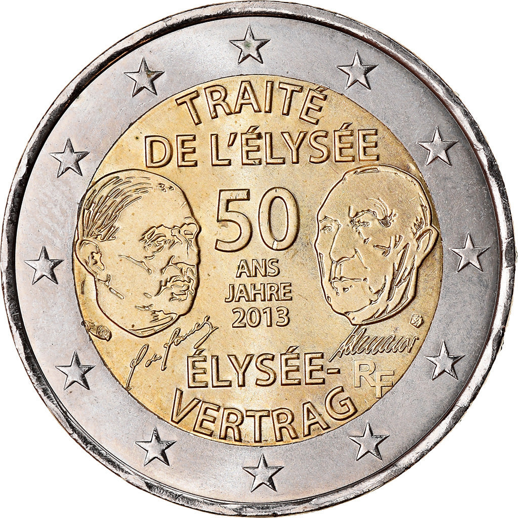 Frankrijk, 2 Euro, Traité de l'Elysée, 2013, ZF, Bi-Metallic, KM:2094