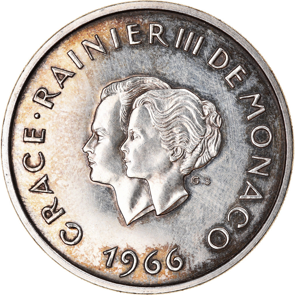 Coin, Monaco, 10 Francs, 1966, AU(55-58), Silver, KM:M1, Gadoury:MC 154