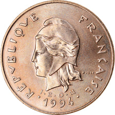 Moneta, Nuova Caledonia, 100 Francs, 1994, Paris, SPL, Nichel-bronzo, KM:15