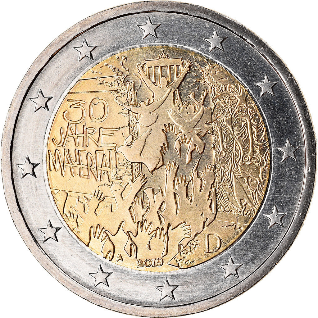 Germany, 2 Euro, Chute du Mur de Berlin, 2019, MS(63), Bi-Metallic