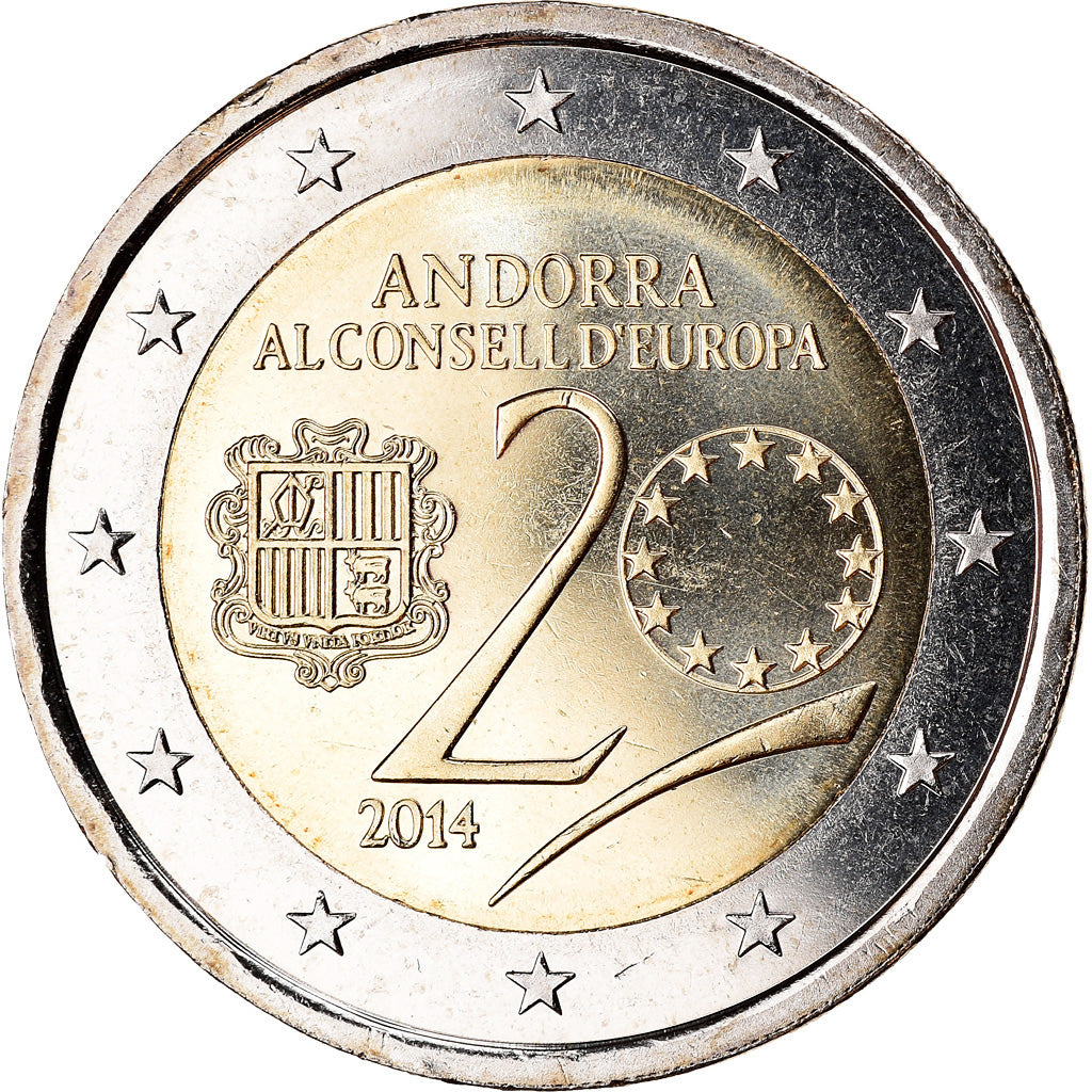 Andorra, 2 Euro, Conseil de l'Europe, 2014, MS(63), Bi-Metallic