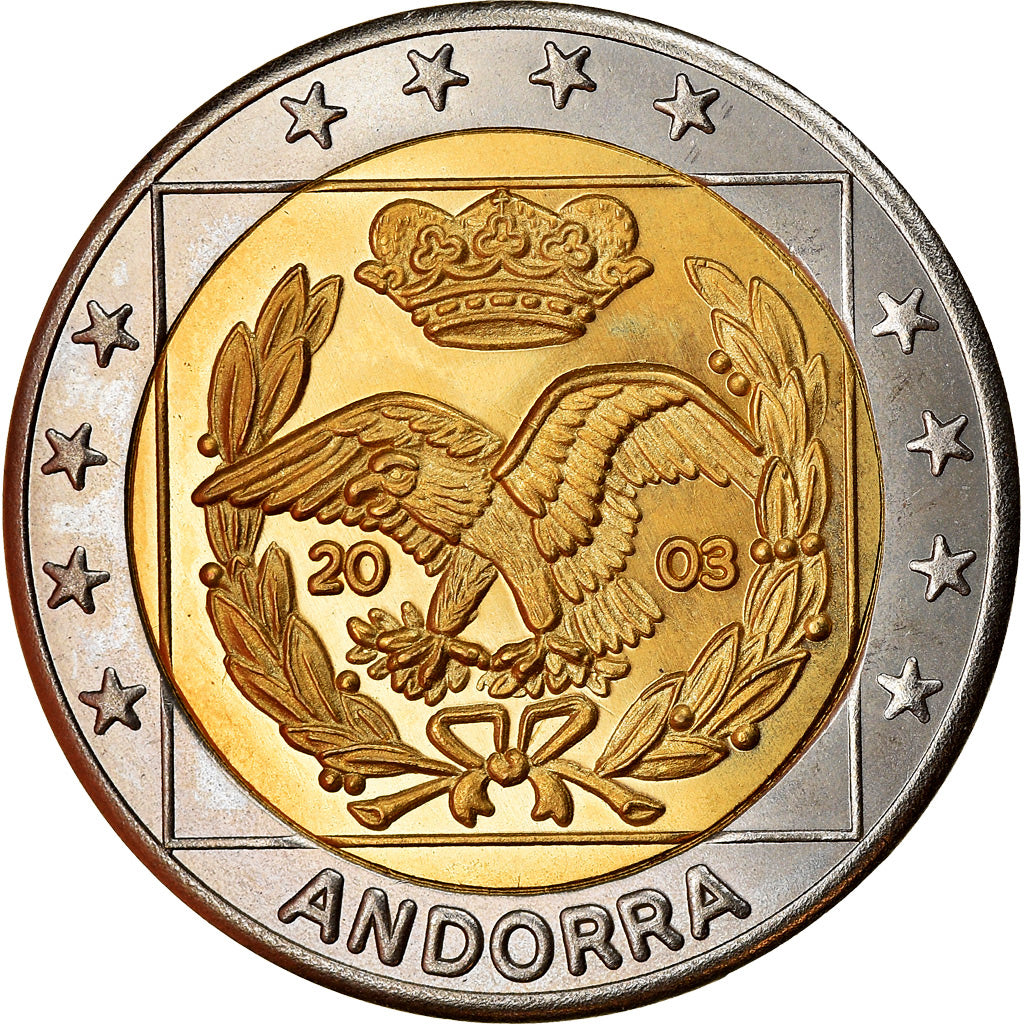 Andorra, 2 Euro, 2003, unofficial private coin, MS(63), Bi-Metallic