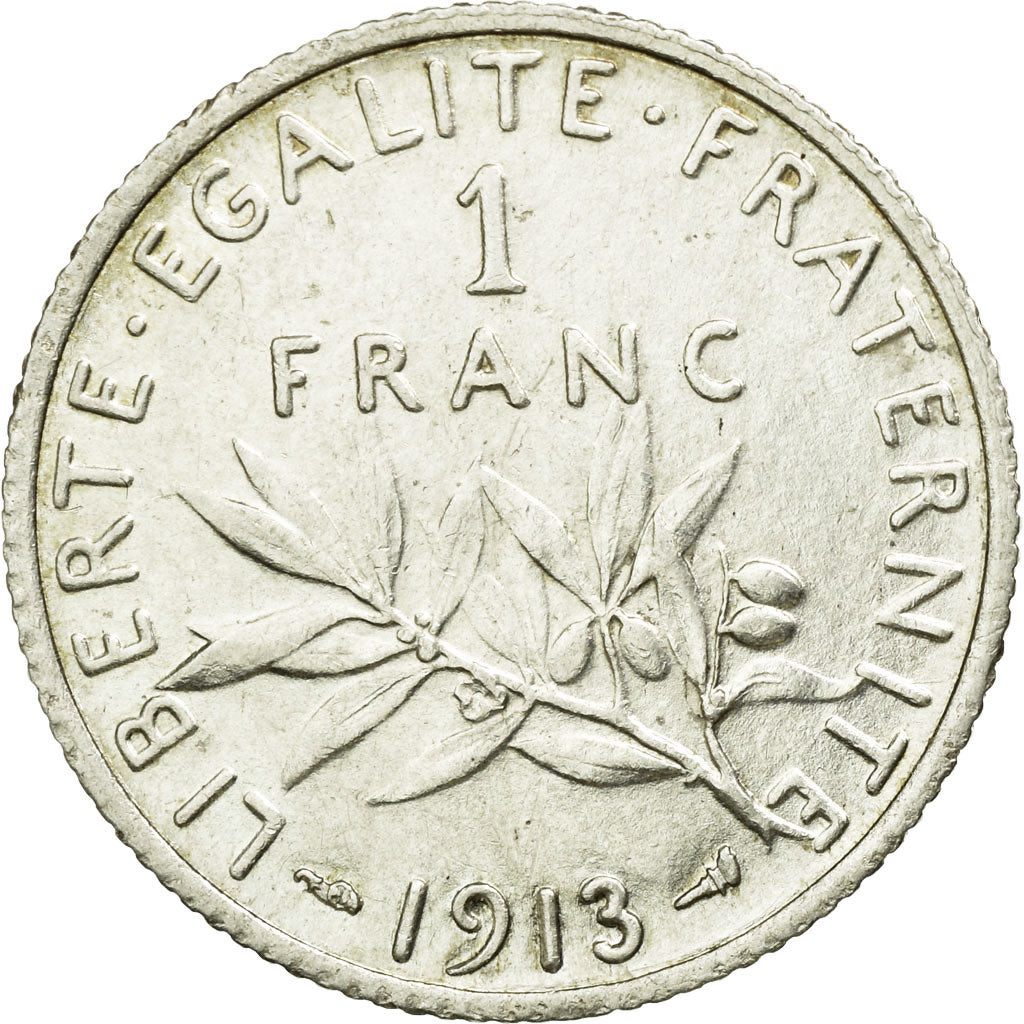 Coin, France, Semeuse, Franc, 1913, Paris, AU(50-53), Silver, KM:844.1