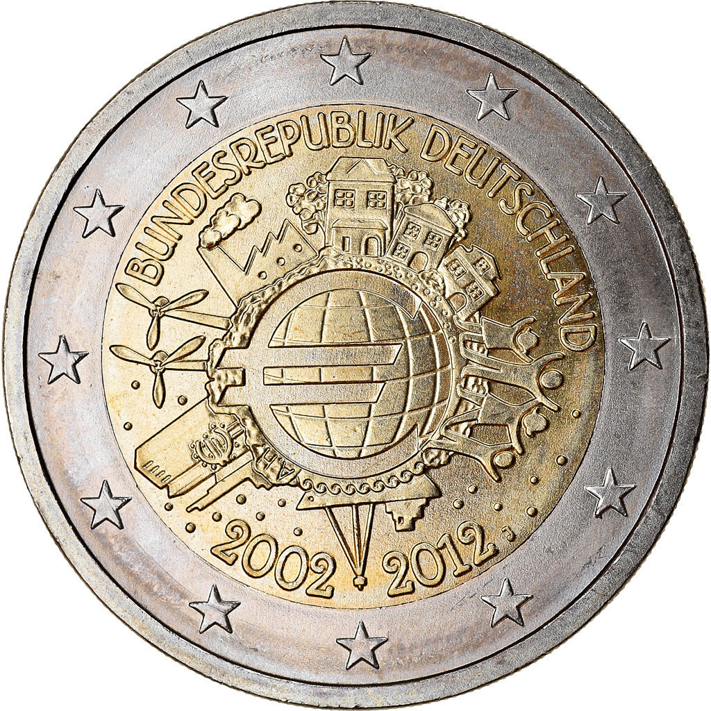 Bundesrepublik Deutschland, 2 Euro, 10 ans de l'Euro, 2012, UNZ, Bi-Metallic