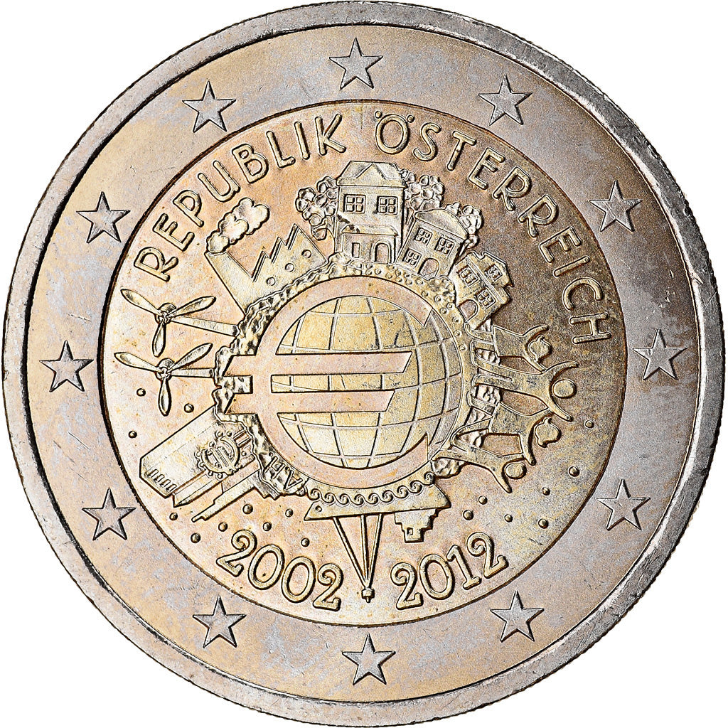 Oostenrijk, 2 Euro, 10 ans de l'Euro, 2012, UNC-, Bi-Metallic, KM:3205
