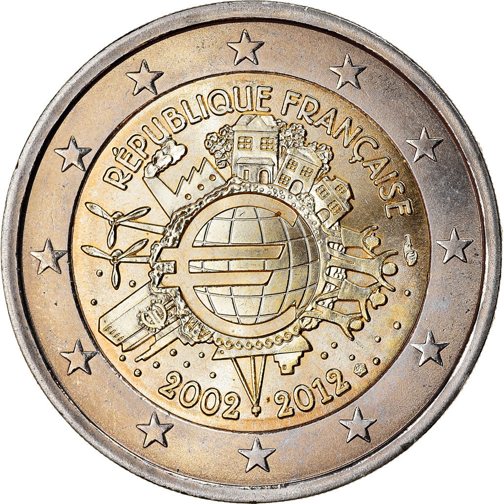 Frankrijk, 2 Euro, 10 ans de l'Euro, 2012, UNC-, Bi-Metallic, KM:1846