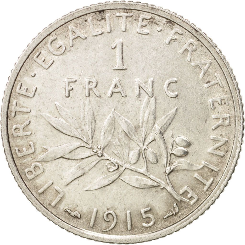 Coin, France, Semeuse, Franc, 1915, Paris, AU(55-58), Silver, KM:844.1