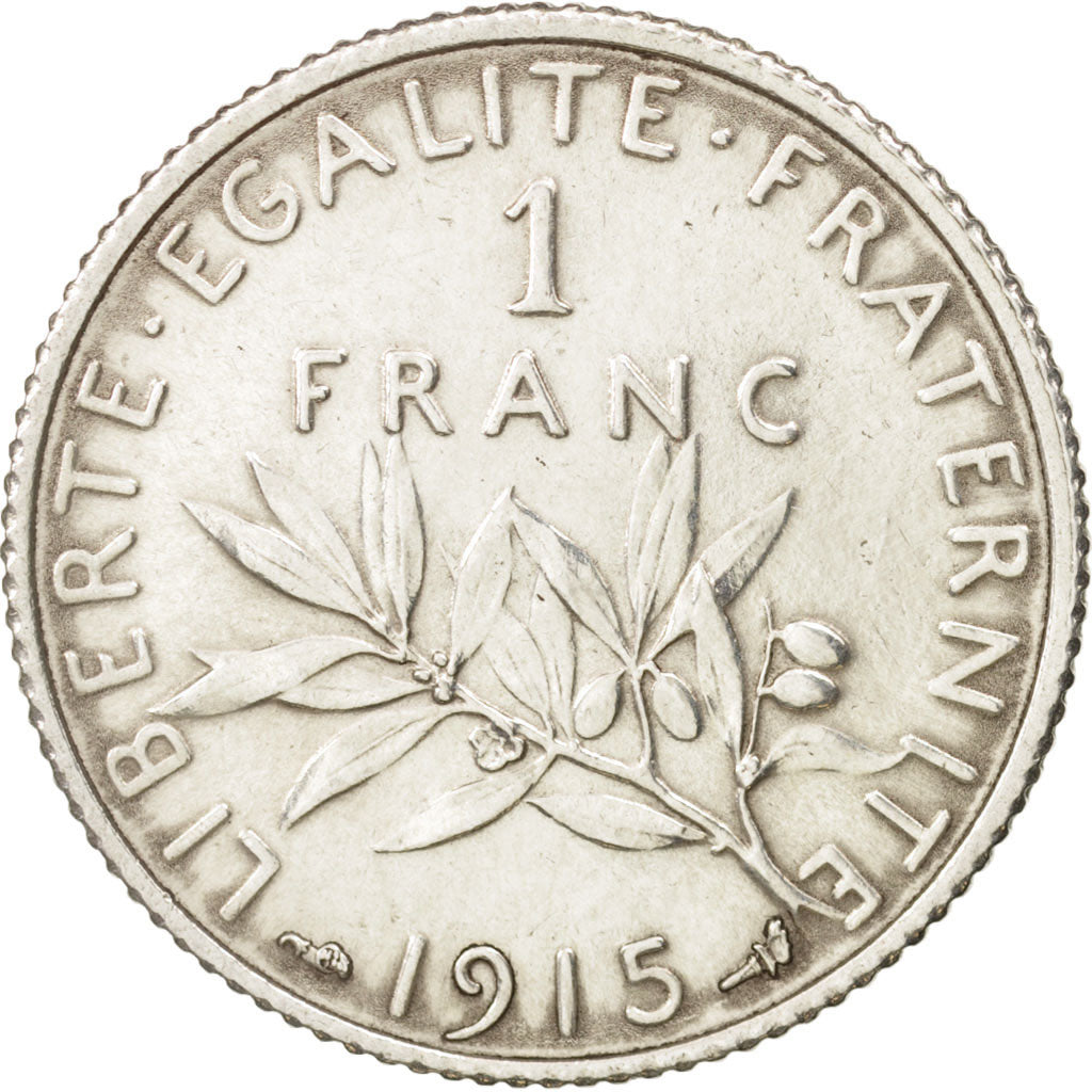 Coin, France, Semeuse, Franc, 1915, Paris, AU(55-58), Silver, KM:844.1