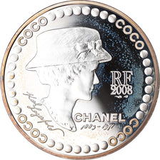 France, 5 Euro, Coco Chanel, 2008, BE, FDC, Argent, Gadoury:EU 292