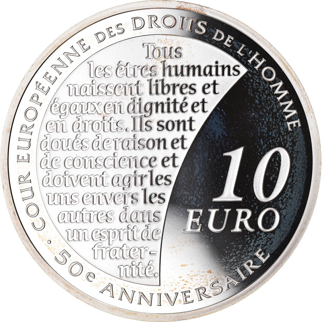 France, 10 Euro, Les Droits de L 'Homme, 2009, BE, MS(65-70), Silver, Gadoury:eu