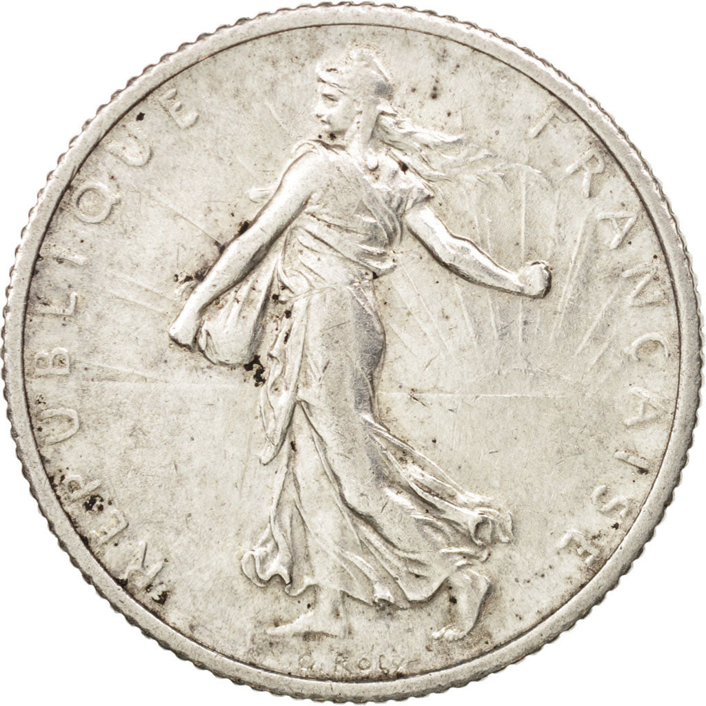 Coin, France, Semeuse, Franc, 1916, Paris, AU(55-58), Silver, KM:844.1