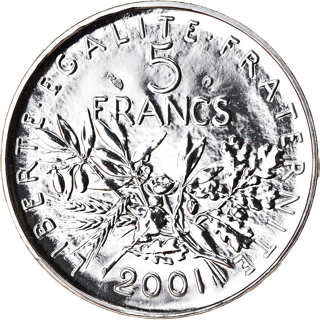 Münze, Frankreich, 5 Francs, 2001, Paris, BU, STGL, Silber, KM:1309