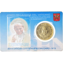 VATICAN CITY, 50 Euro Cent, 2014, Stamp and coin card, MS(65-70), Brass