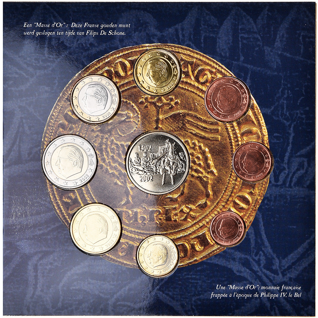 Belgium, 1 Cent to 2 Euro, Bataille des éperons d'or, 2002, BU, MS(65-70)