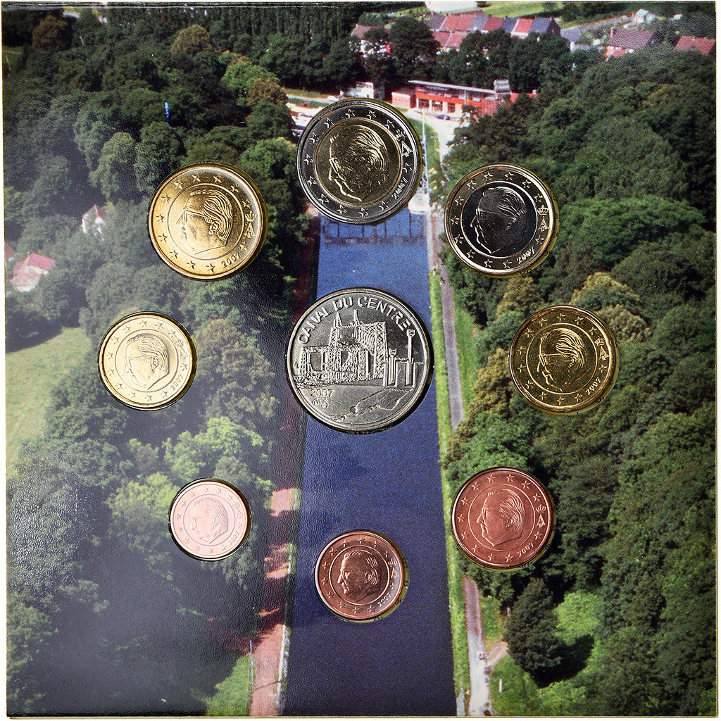 Belgium, 1 Cent to 2 Euro, les ascenseurs à bateaux, 2007, BU, MS(65-70)