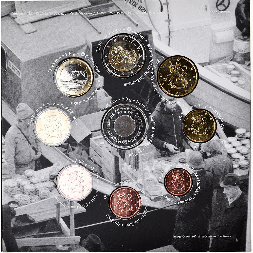 Finland, 1 Cent to 2 Euro, Coffret I, 2016, BU, MS(65-70)