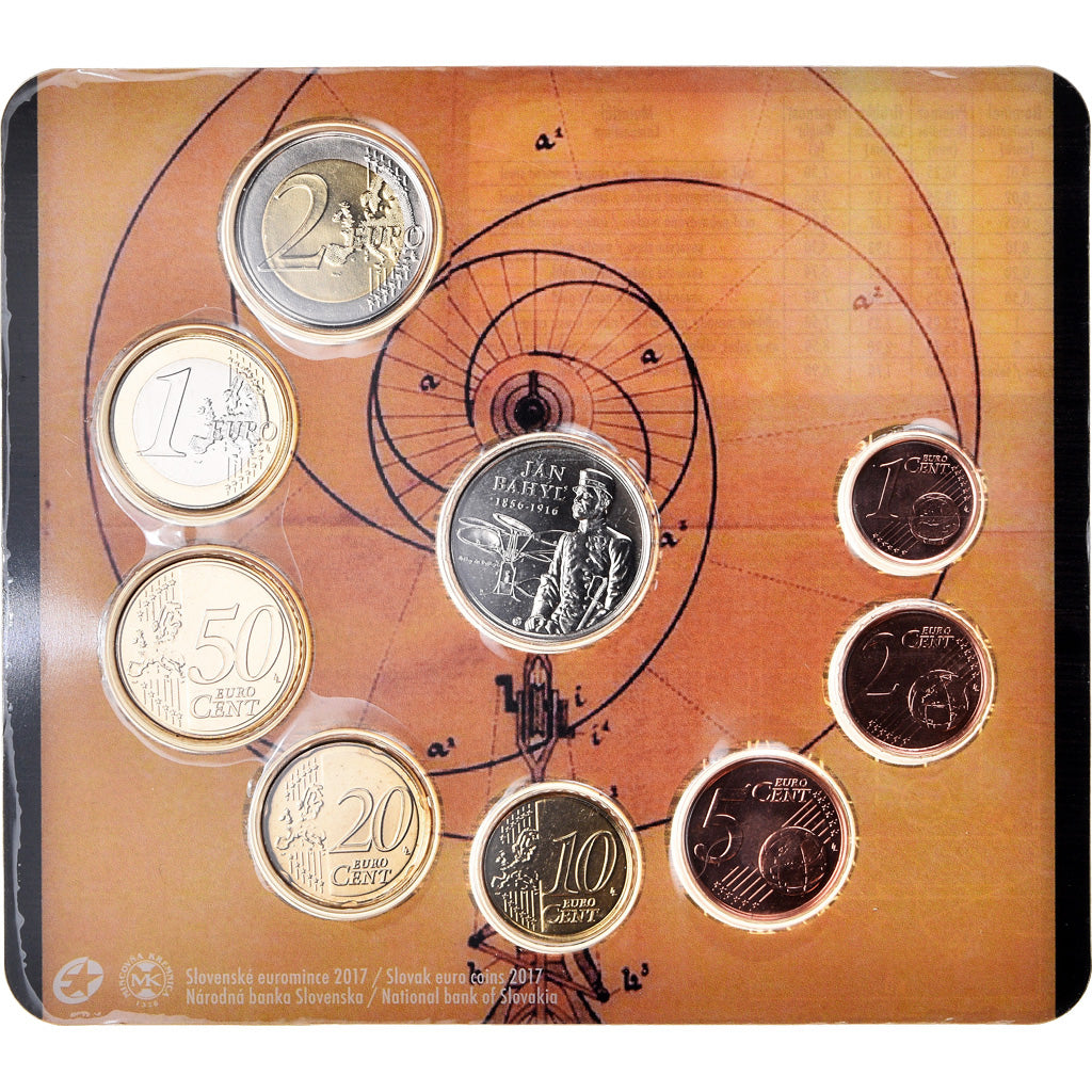 Slovakia, 1 Cent to 2 Euro, Ján Bahýľ, 2017, BU, MS(65-70)