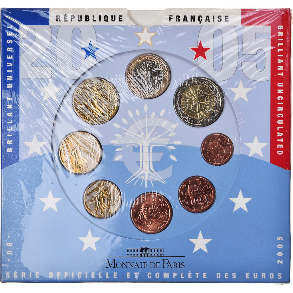 France, 1 Cent to 2 Euro, 2005, BU, MS(65-70)