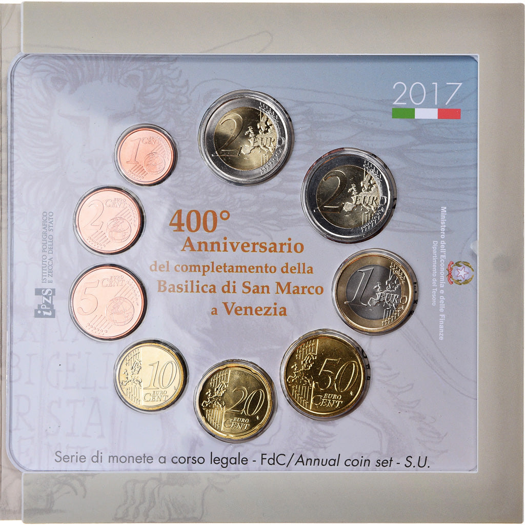 Italy, 1 Cent to 2 Euro, 2017, BU, MS(65-70)
