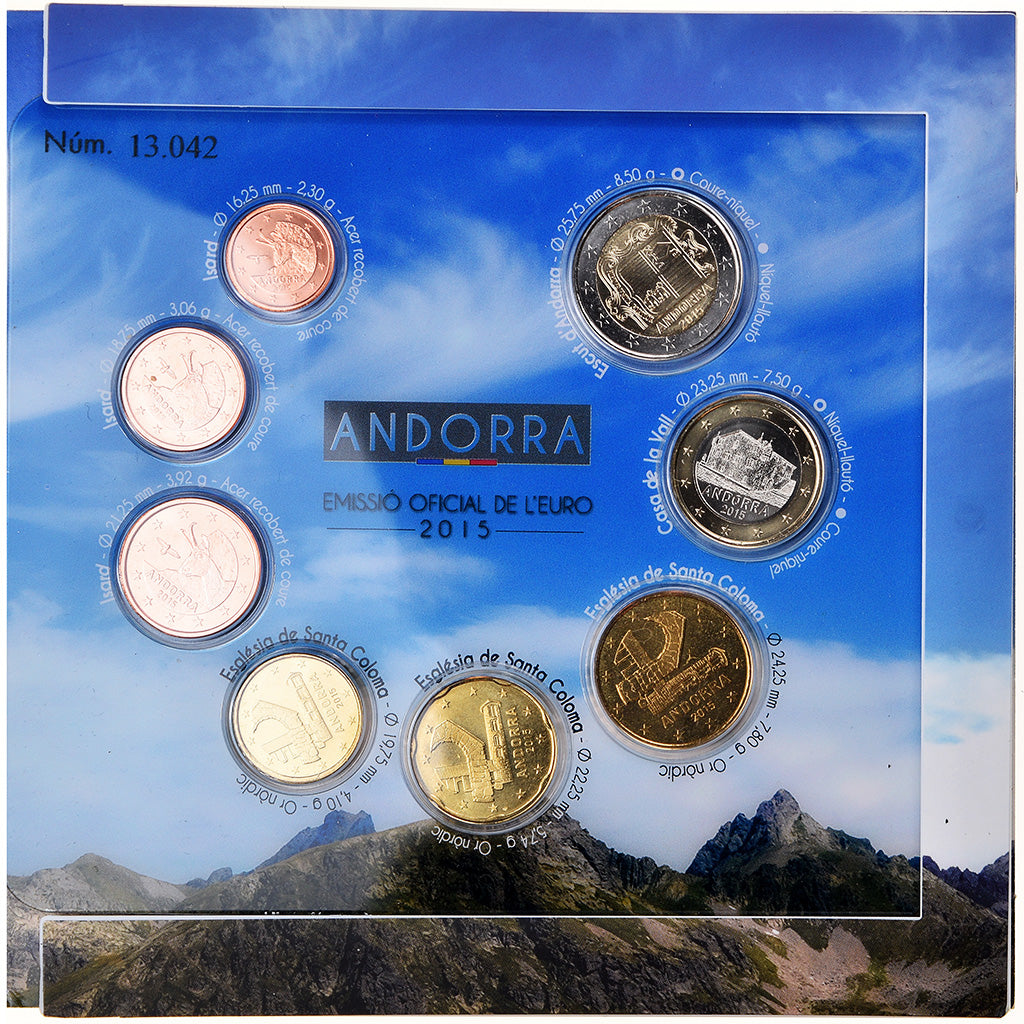 Andorra, 1 Cent to 2 Euro, 2015, BU, STGL