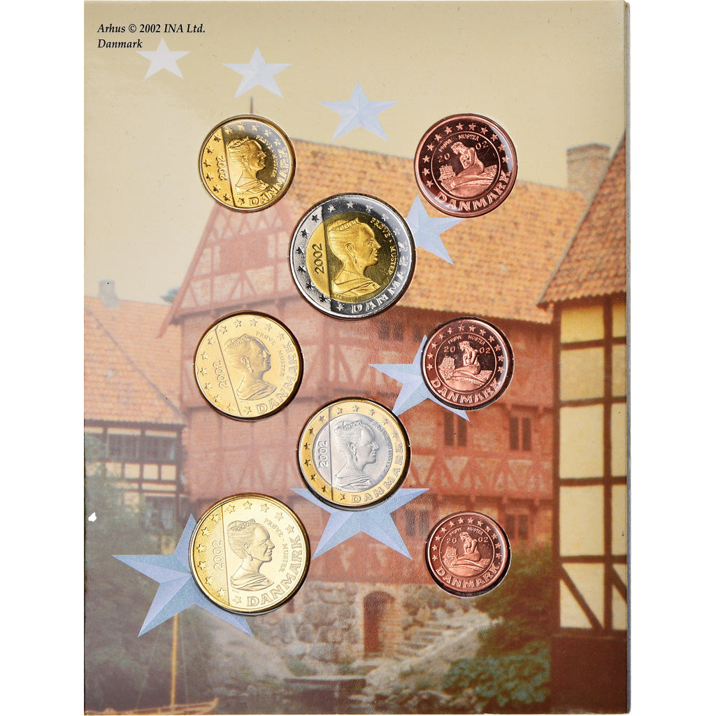 Denmark, 1 Cent to 2 Euro, 2002, unofficial private coin, MS(65-70)
