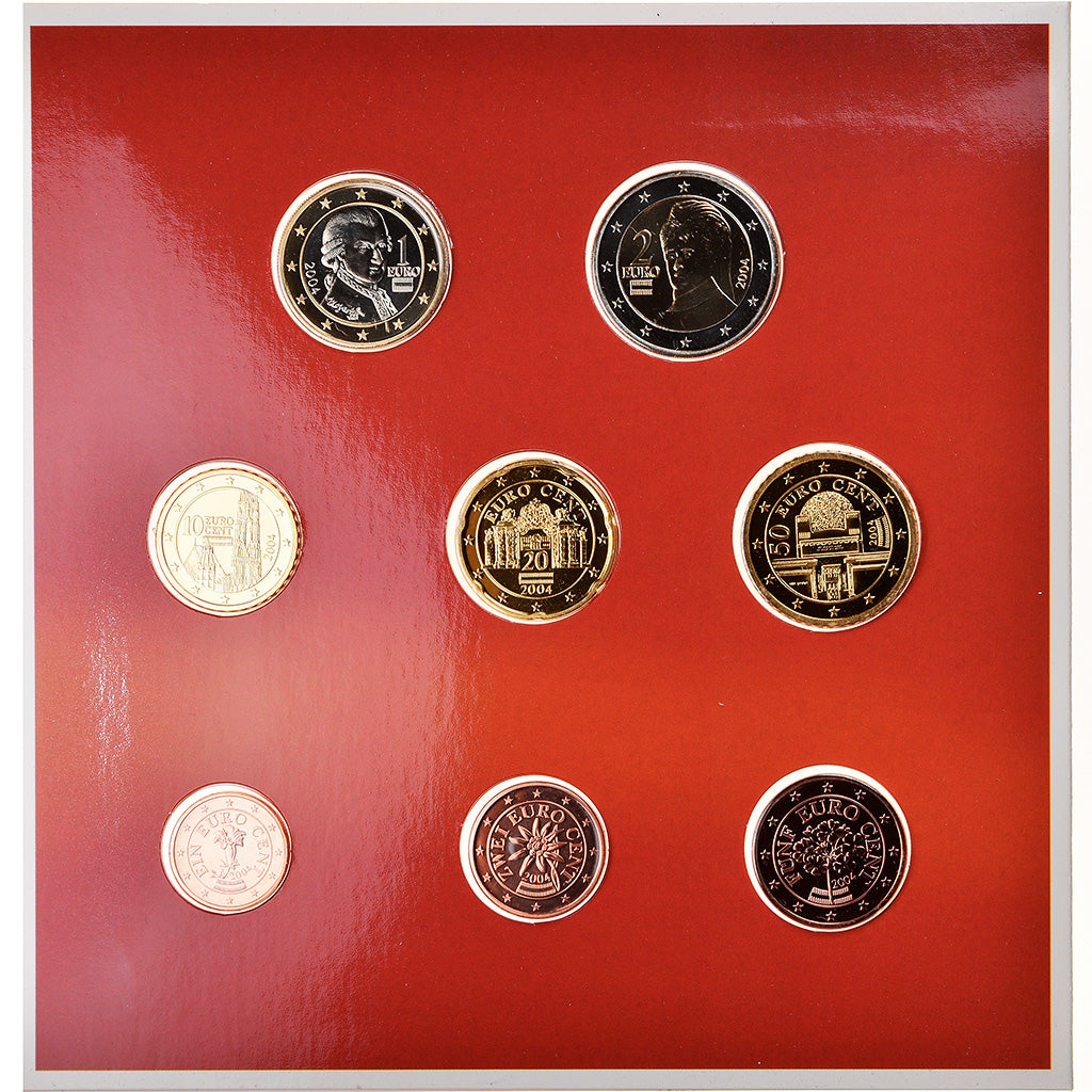 Austria, 1 Cent to 2 Euro, 2004, BU, MS(65-70)