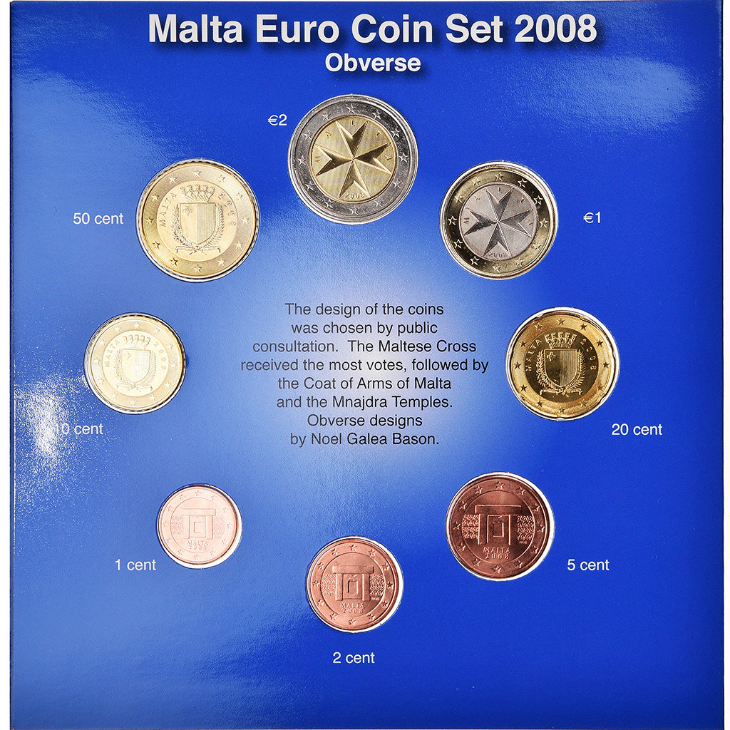 Malta, 1 Cent to 2 Euro, 2008, BU, MS(65-70)