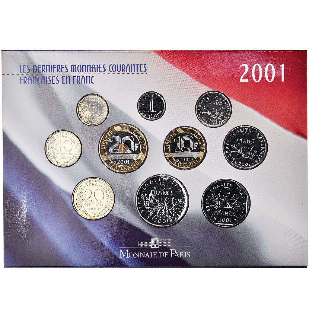 Munten, Frankrijk, 1 c to 20 francs, 2001, BU, FDC, Bi-Metallic, Gadoury:page