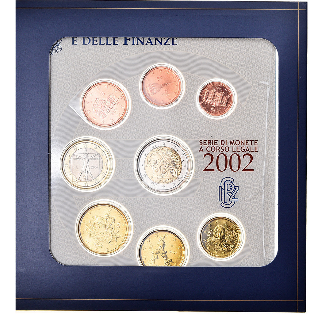 Italy, 1 Cent to 2 Euro, 2002, BU, MS(65-70)