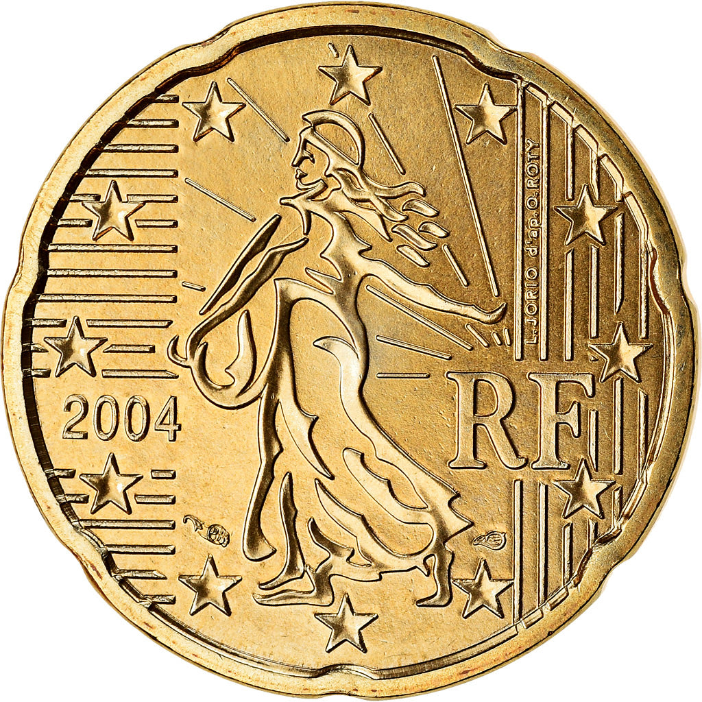 France, 20 Euro Cent, 2004, BU, MS(65-70), Brass, KM:1286