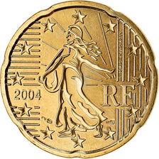 France, 20 Euro Cent, 2004, BU, MS(65-70), Brass, KM:1286
