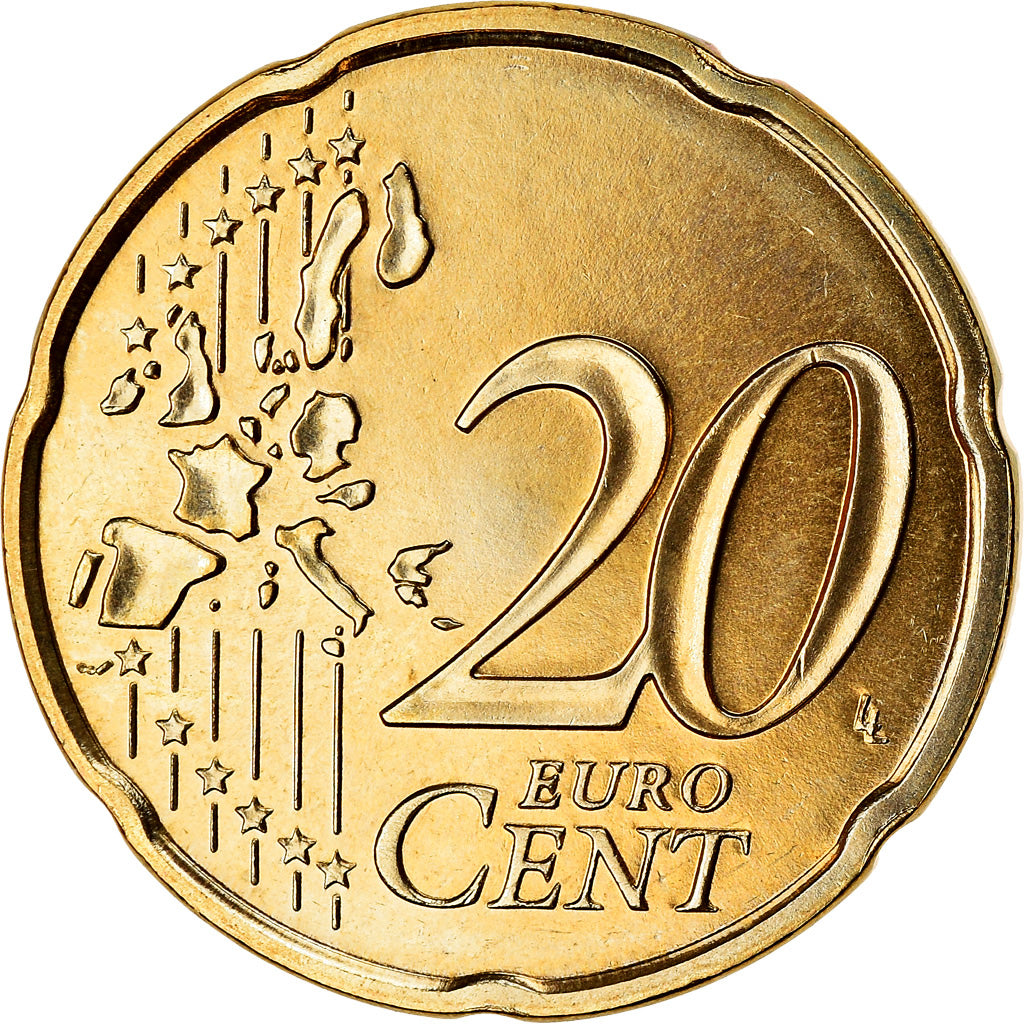 France, 20 Euro Cent, 2004, BU, MS(65-70), Brass, KM:1286