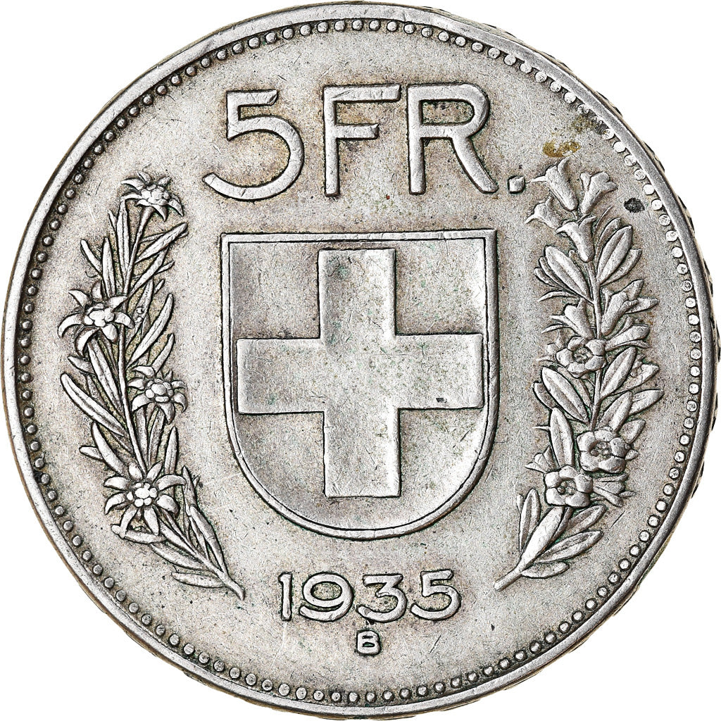 Coin, Switzerland, 5 Francs, 1935, Bern, EF(40-45), Silver, KM:40