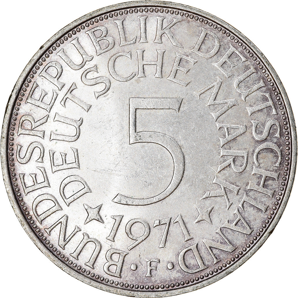 Coin, GERMANY - FEDERAL REPUBLIC, 5 Mark, 1971, Stuttgart, AU(55-58), Silver