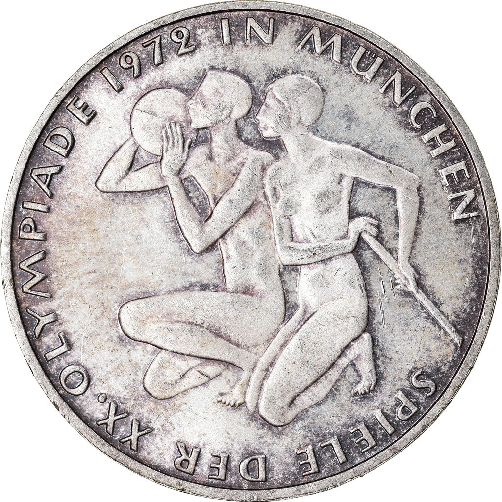 Coin, GERMANY - FEDERAL REPUBLIC, 10 Mark, 1972, Karlsruhe, EF(40-45), Silver