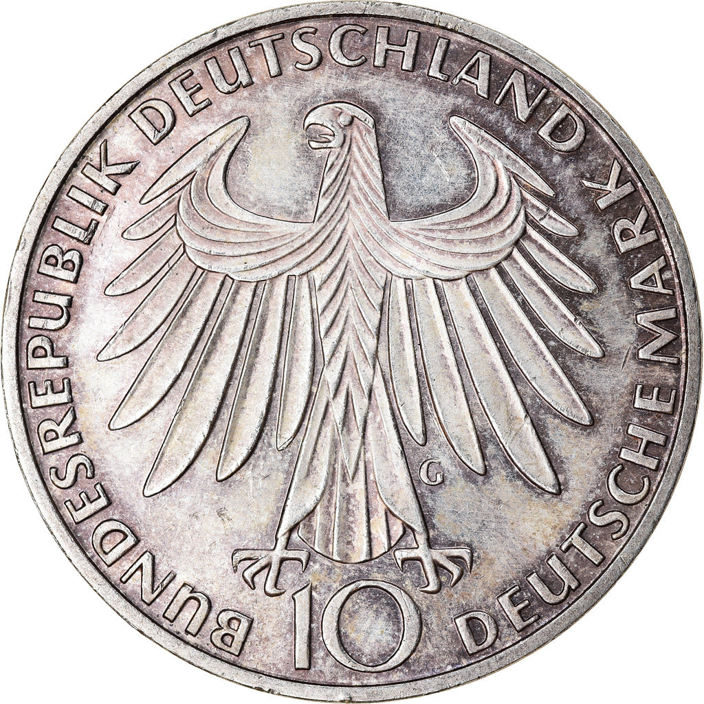 Coin, GERMANY - FEDERAL REPUBLIC, 10 Mark, 1972, Karlsruhe, EF(40-45), Silver