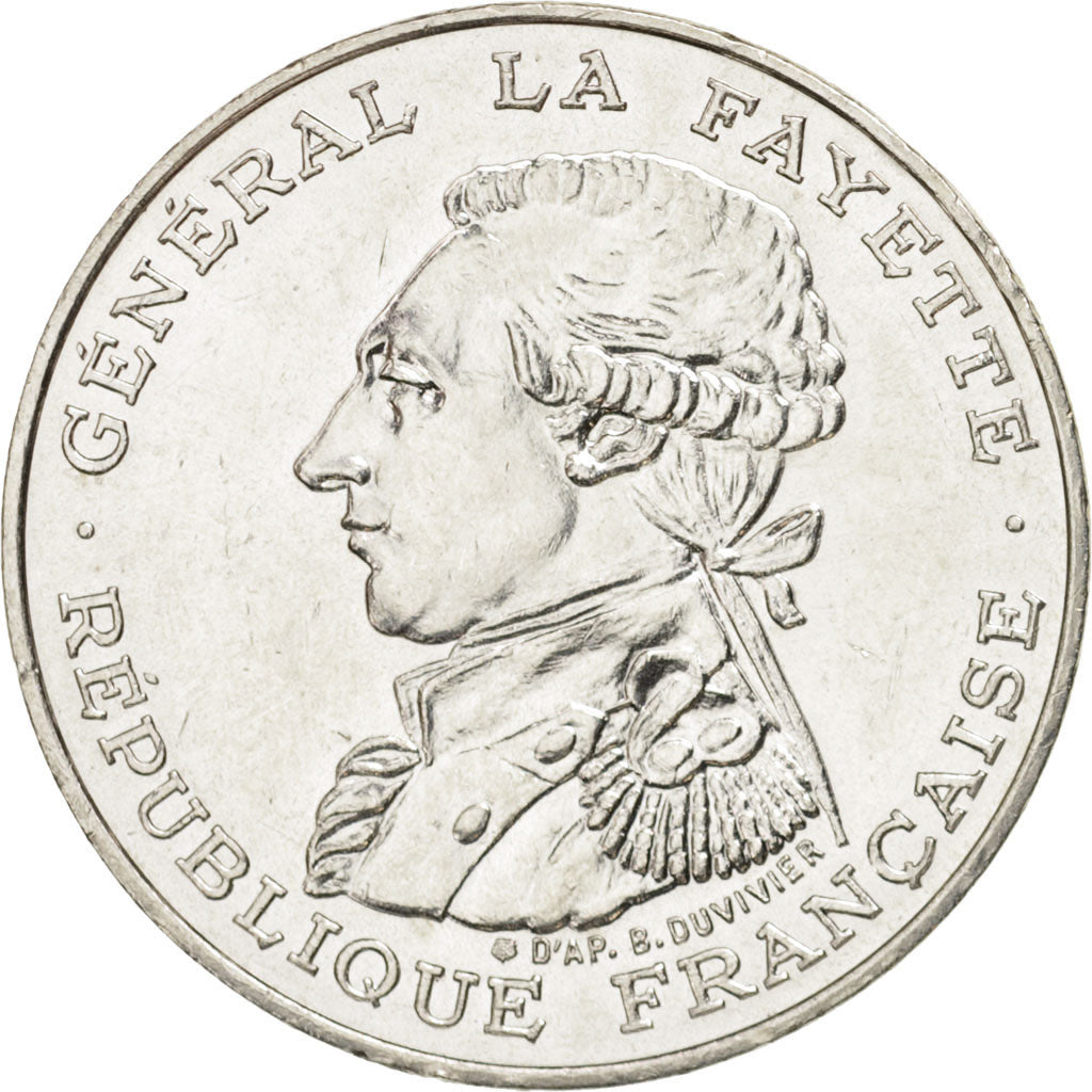 France, Lafayette, 100 Francs, 1987, AU(55-58), Silver, KM:962, Gadoury:902