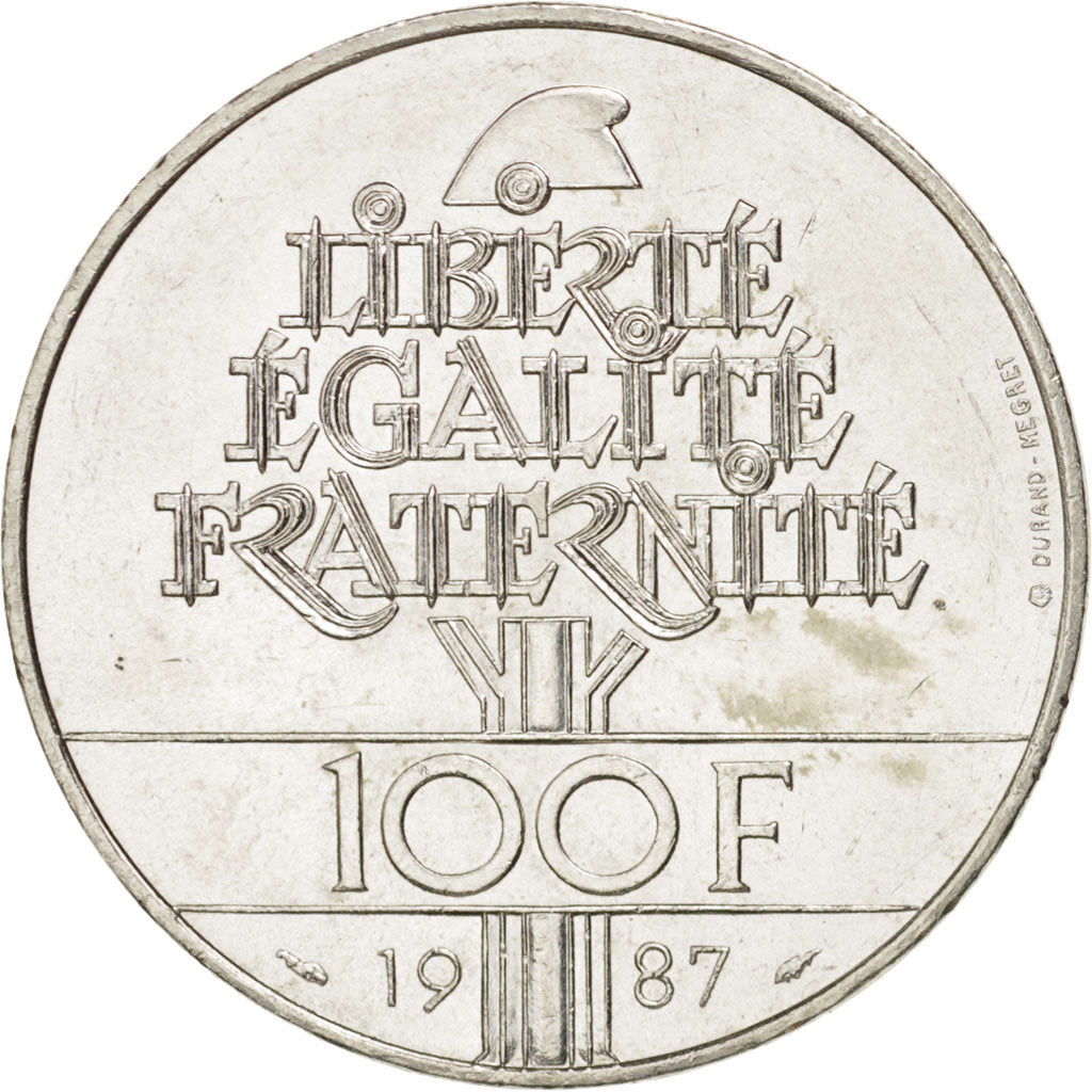 France, Lafayette, 100 Francs, 1987, AU(55-58), Silver, KM:962, Gadoury:902