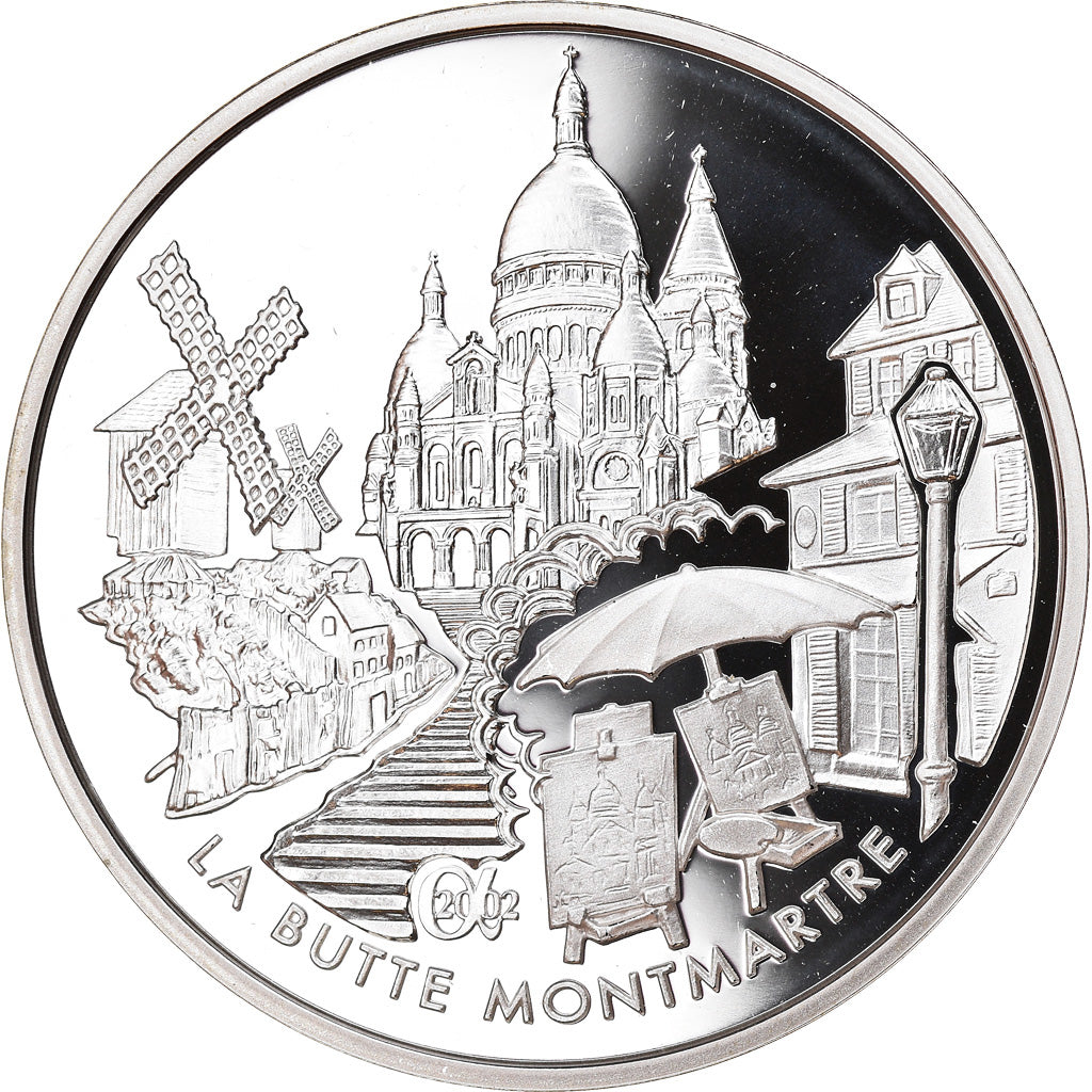 France, 1-1/2 Euro, Montmartre, 2002, BE, MS(65-70), Silver, KM:1307