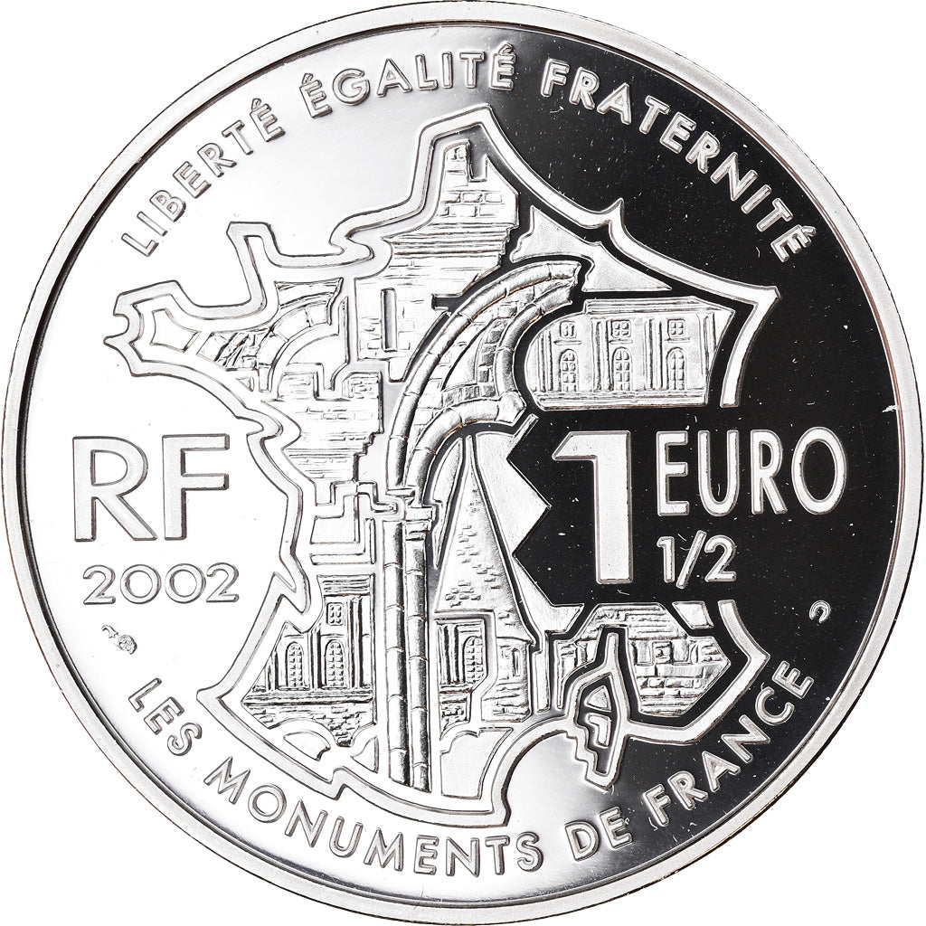 France, 1-1/2 Euro, Montmartre, 2002, BE, MS(65-70), Silver, KM:1307