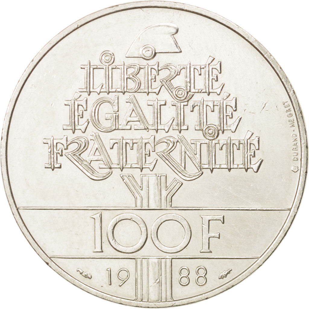 France, Fraternité, 100 Francs, 1988, AU(55-58), Silver, KM:966, Gadoury:903