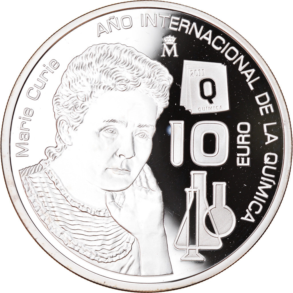 Spain, 10 Euro, Marie Curie, 2011, Proof, MS(65-70), Silver, KM:1185