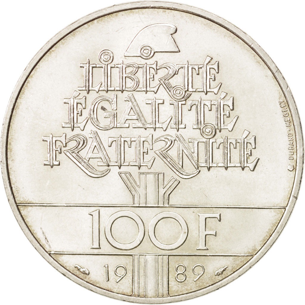 France, Droits de l'Homme, 100 Francs, 1989, AU(55-58),Silver,KM:970,Gadoury 904