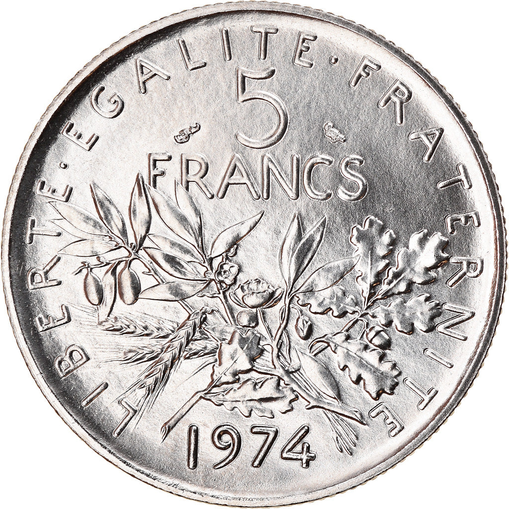 Coin, France, Semeuse, 5 Francs, 1974, Paris, MS(65-70), Nickel Clad