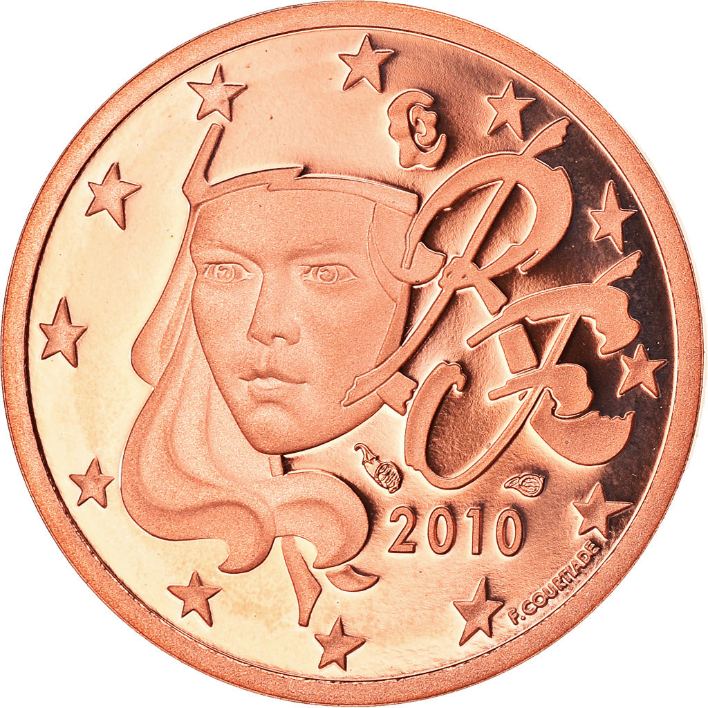 Francja, 2 Euro Cent, 2010, Paris, BE, MS(65-70), Miedź platerowana stalą