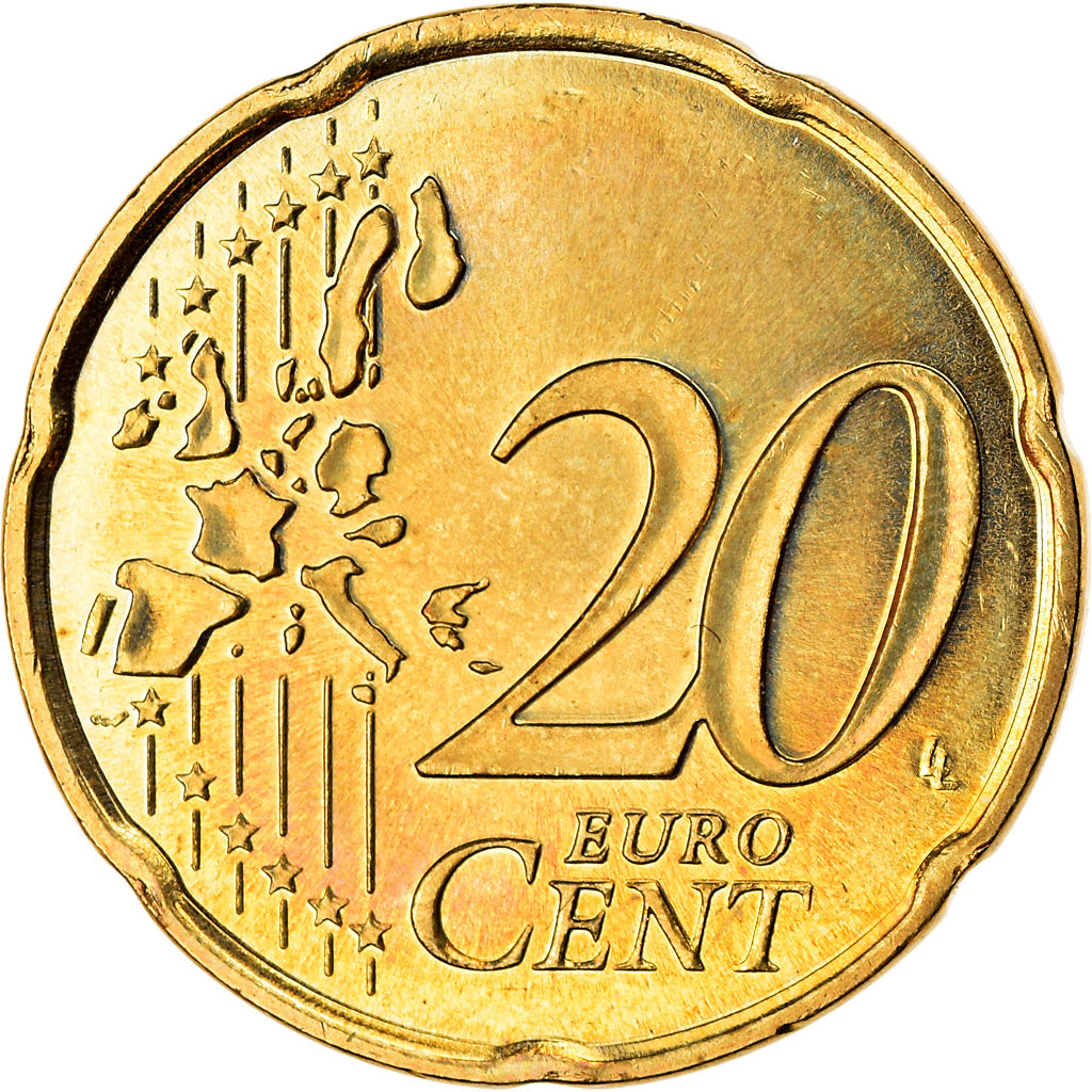 Monaco, 20 Euro Cent, 2002, UNZ, Messing, KM:171