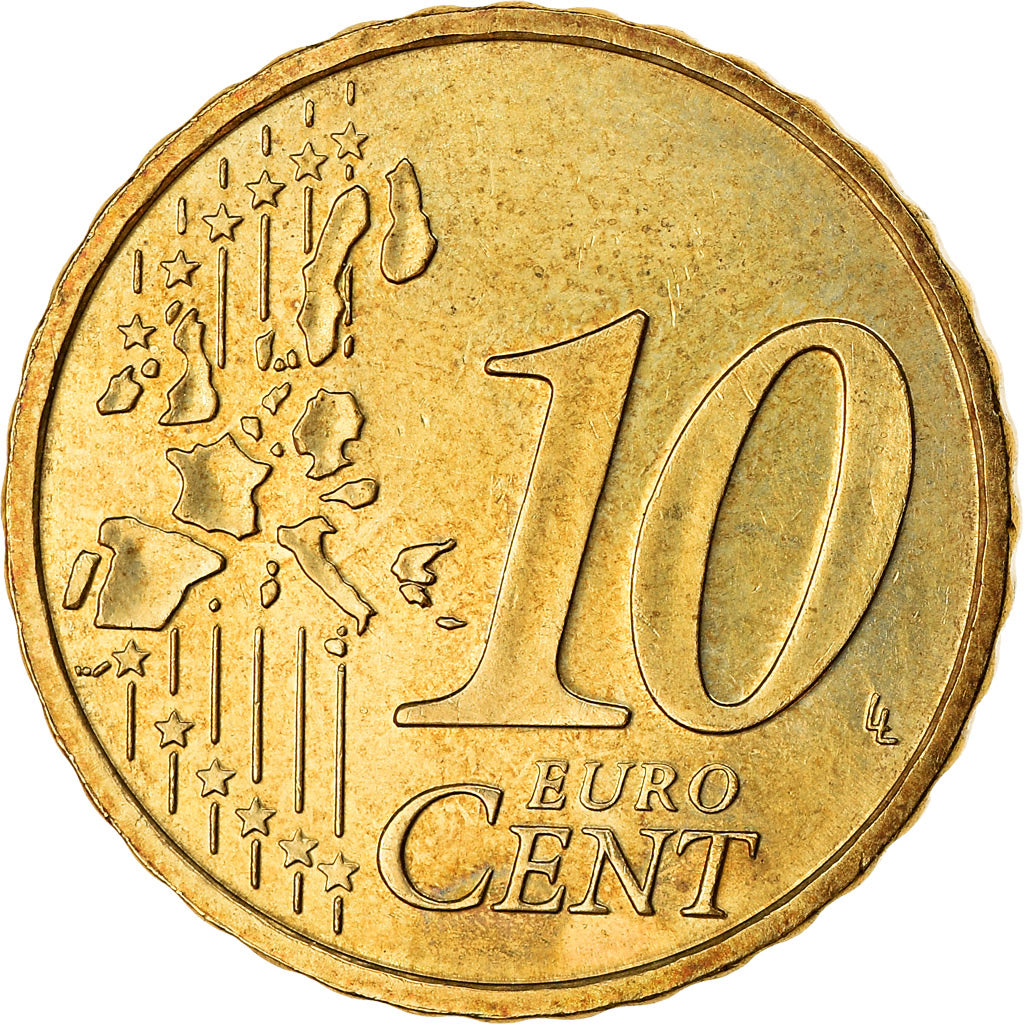 Monaco, 10 Euro Cent, 2002, UNZ, Messing, KM:170