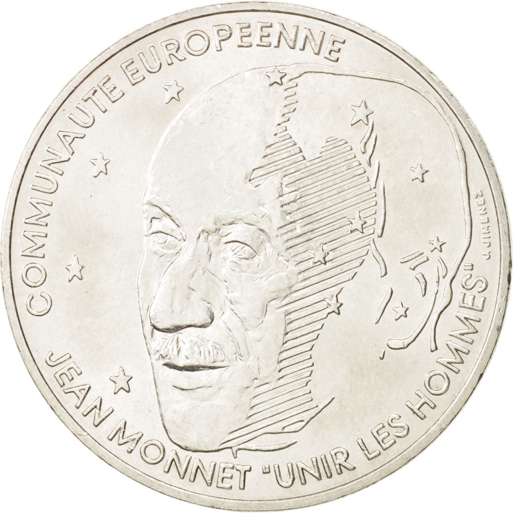 France, Jean Monnet, 100 Francs, 1992, AU(55-58), Silver, KM:1120, Gadoury:907